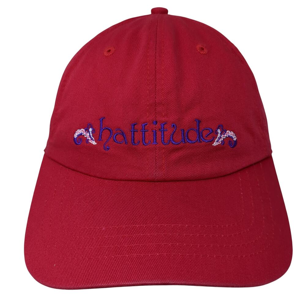 Hattitude Strapback Hat Solid Red One Size Adjustable Embroidered
